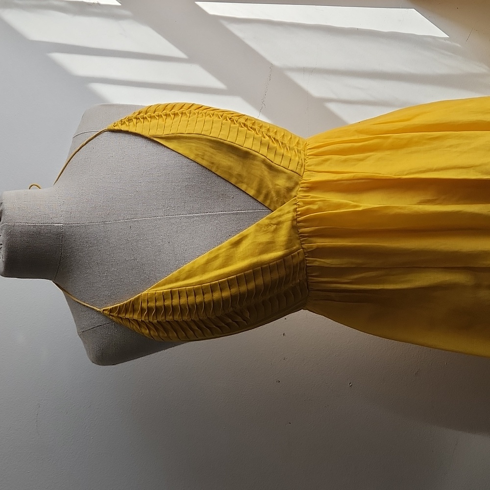 Yellow silk blend halter dress